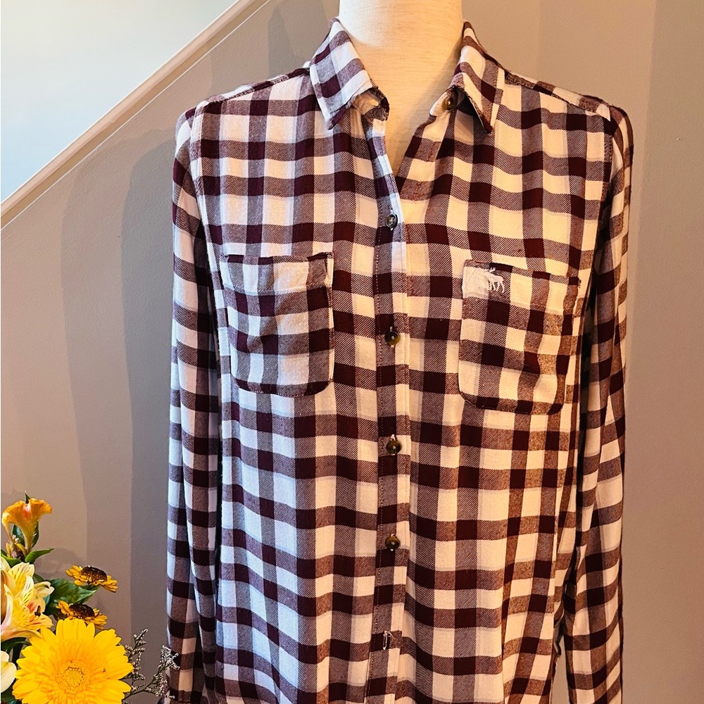 ABERCROMBIE & FITCH Buffalo Check Boyfriend Plaid Flannel Shirt Small